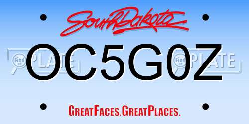 OC5G0Z South Dakota License Plate