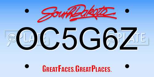 OC5G6Z South Dakota License Plate