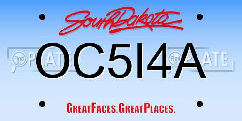 OC5I4A South Dakota License Plate
