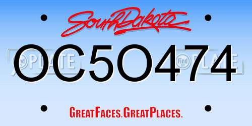 OC5O474 South Dakota License Plate