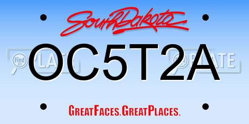 OC5T2A South Dakota License Plate