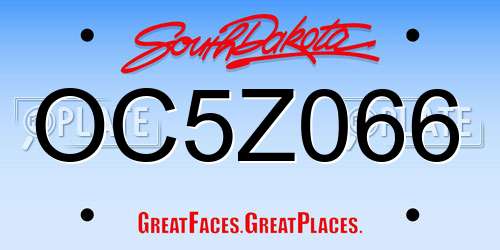 OC5Z066 South Dakota License Plate