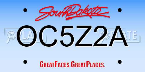 OC5Z2A South Dakota License Plate