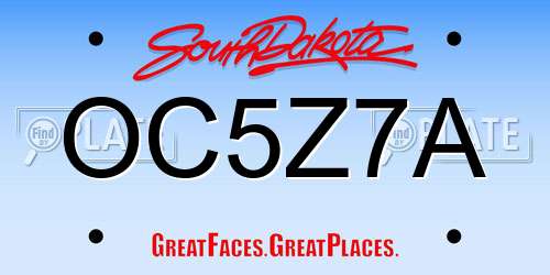 OC5Z7A South Dakota License Plate