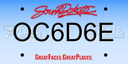 OC6D6E South Dakota License Plate