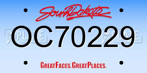 OC70229 South Dakota License Plate