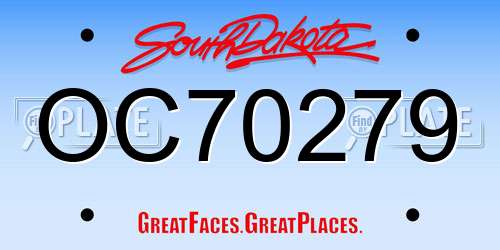 OC70279 South Dakota License Plate