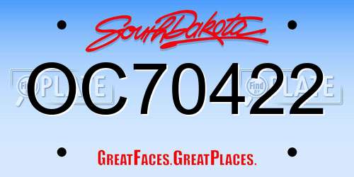 OC70422 South Dakota License Plate