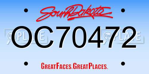 OC70472 South Dakota License Plate
