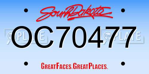 OC70477 South Dakota License Plate