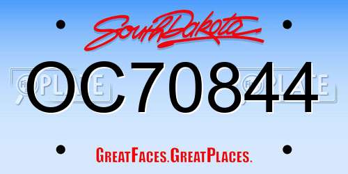 OC70844 South Dakota License Plate