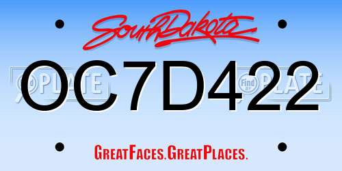 OC7D422 South Dakota License Plate