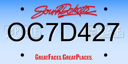 OC7D427 South Dakota License Plate