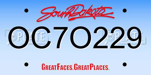 OC7O229 South Dakota License Plate