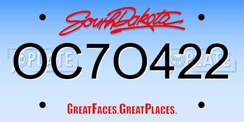 OC7O422 South Dakota License Plate