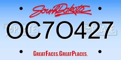 OC7O427 South Dakota License Plate