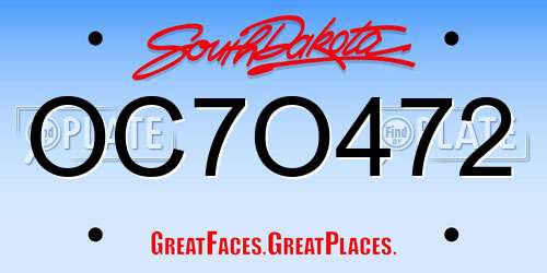 OC7O472 South Dakota License Plate