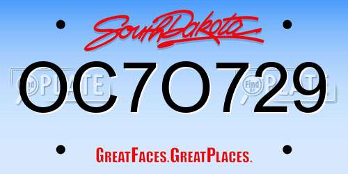 OC7O729 South Dakota License Plate