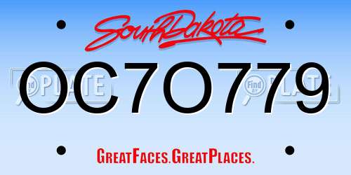 OC7O779 South Dakota License Plate