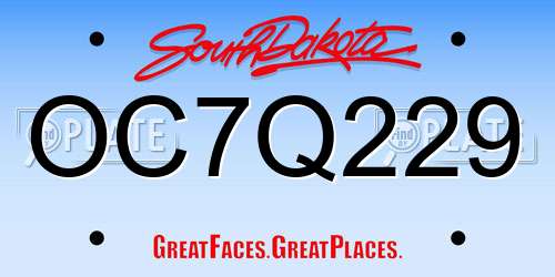 OC7Q229 South Dakota License Plate