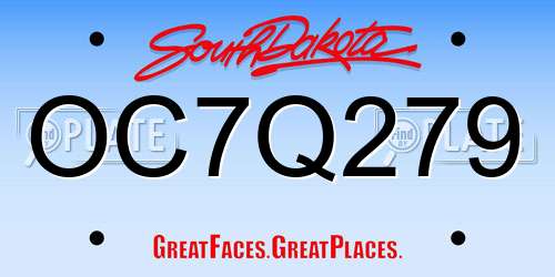 OC7Q279 South Dakota License Plate