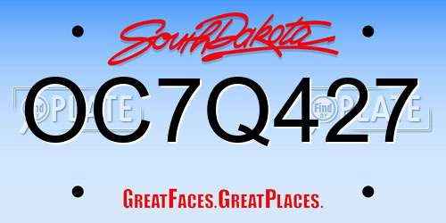 OC7Q427 South Dakota License Plate