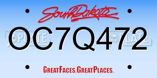 OC7Q472 South Dakota License Plate