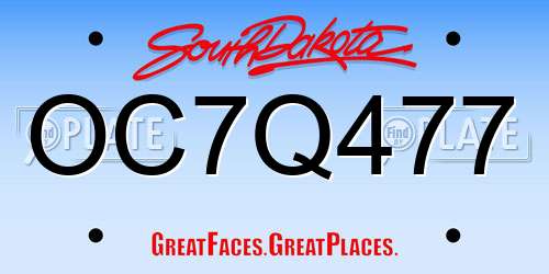 OC7Q477 South Dakota License Plate
