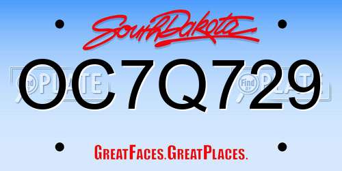 OC7Q729 South Dakota License Plate