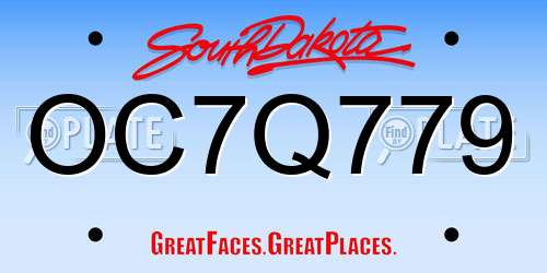 OC7Q779 South Dakota License Plate