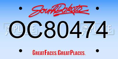 OC80474 South Dakota License Plate