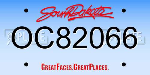 OC82066 South Dakota License Plate