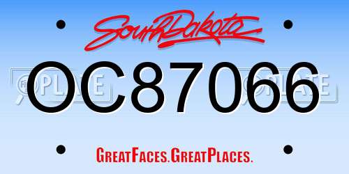 OC87066 South Dakota License Plate