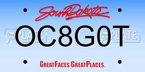 OC8G0T South Dakota License Plate