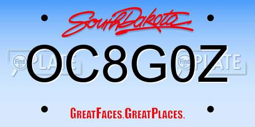 OC8G0Z South Dakota License Plate