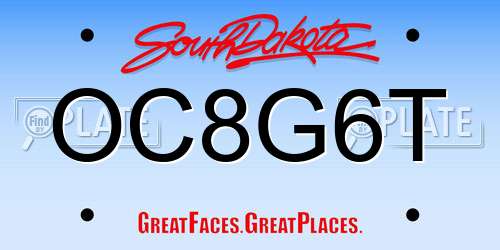 OC8G6T South Dakota License Plate