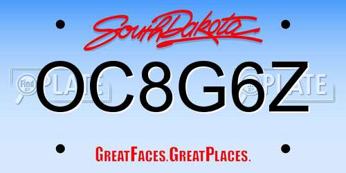 OC8G6Z South Dakota License Plate