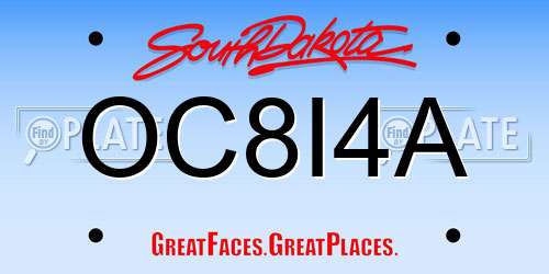 OC8I4A South Dakota License Plate