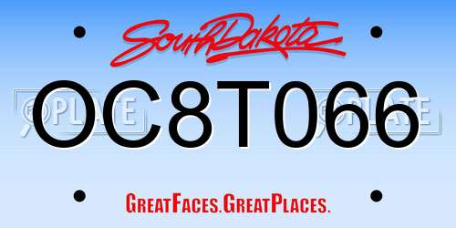 OC8T066 South Dakota License Plate