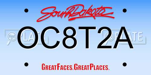 OC8T2A South Dakota License Plate