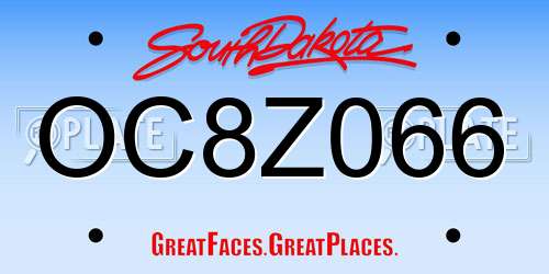 OC8Z066 South Dakota License Plate