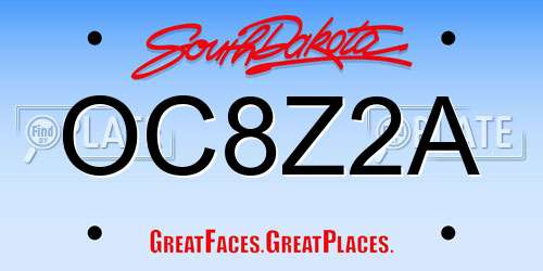 OC8Z2A South Dakota License Plate