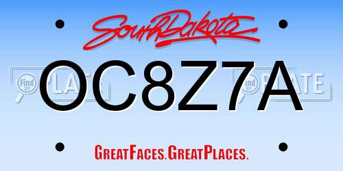 OC8Z7A South Dakota License Plate