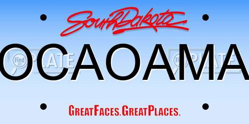 OCAOAMA South Dakota License Plate