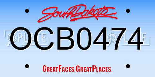 OCB0474 South Dakota License Plate