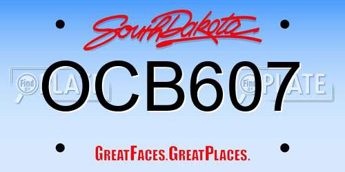 OCB607 South Dakota License Plate