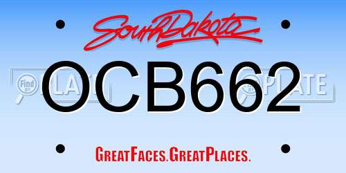 OCB662 South Dakota License Plate