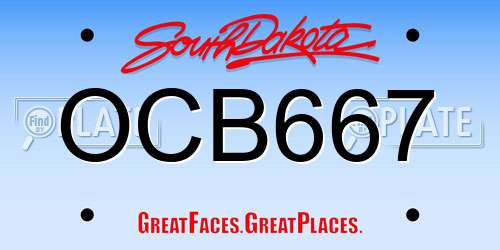 OCB667 South Dakota License Plate