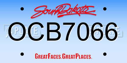 OCB7066 South Dakota License Plate
