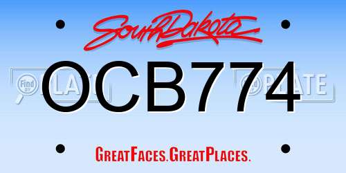 OCB774 South Dakota License Plate